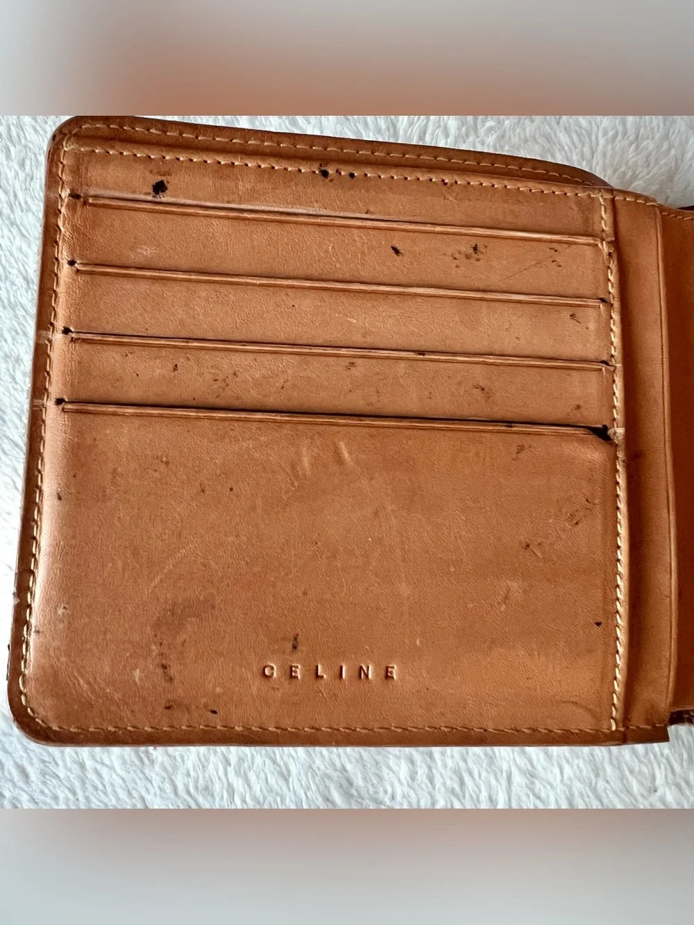 Celine Macadam Suede BiFold Wallet Cream